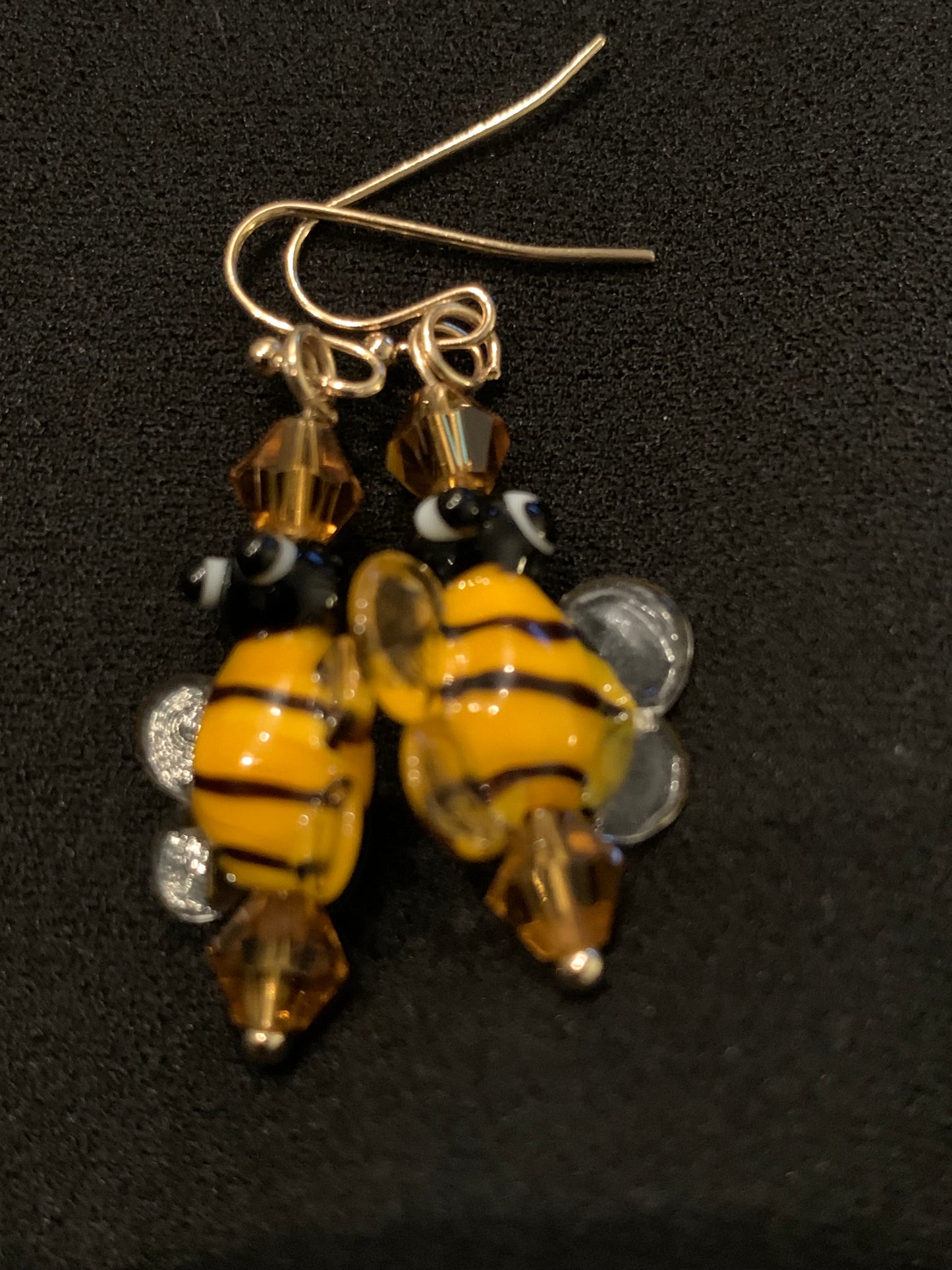 Glass Bees with Crystals Earrings