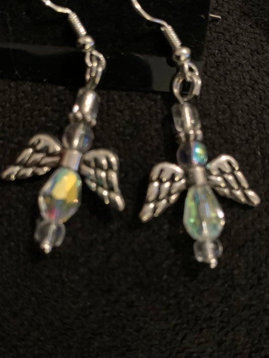 Clear Crystal Angel Earrings