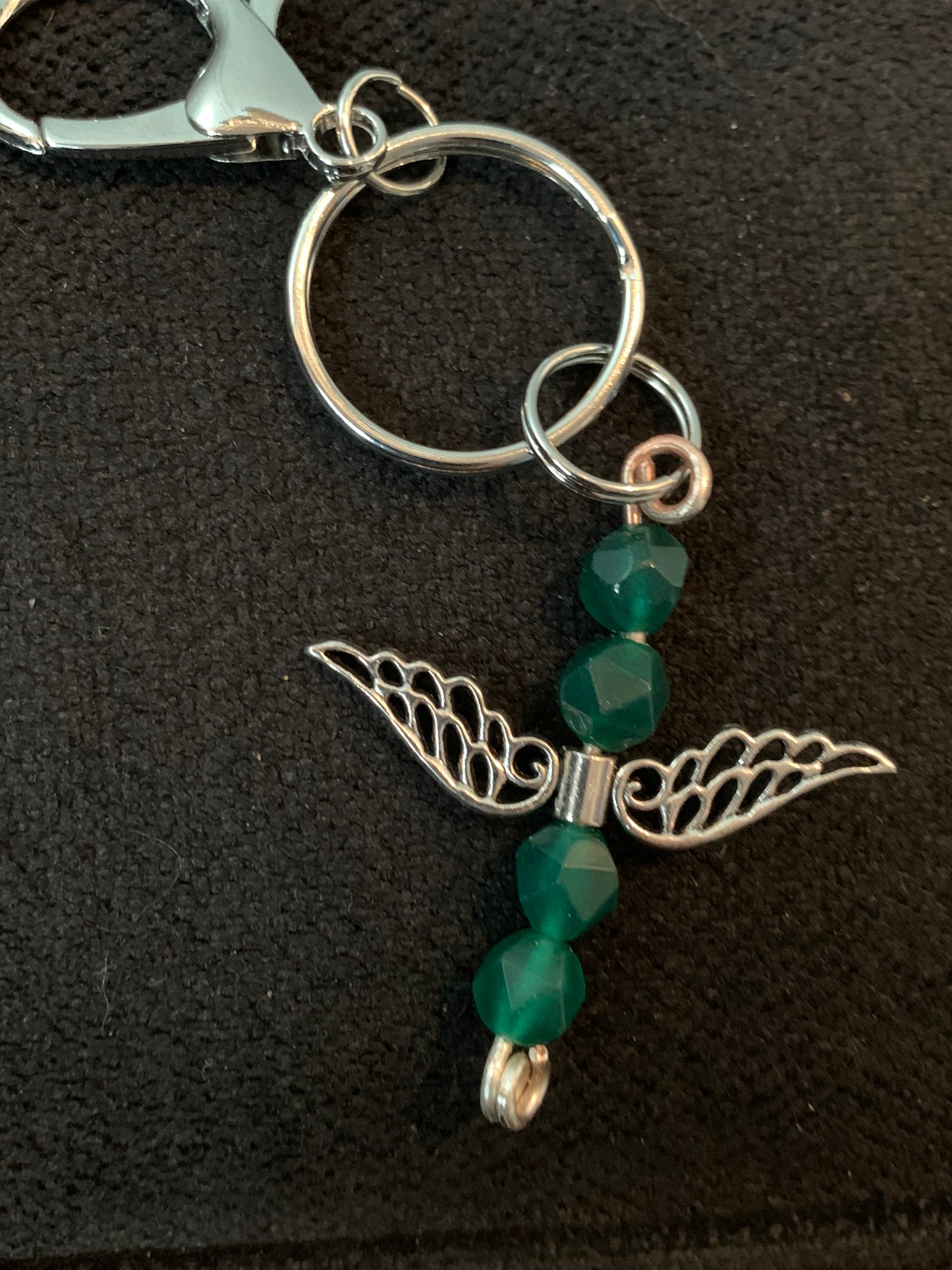 Green Jade Angel Keychain