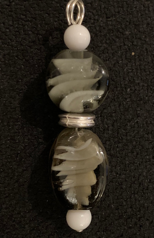 Smoky Glass Pendant with WhiteJjade