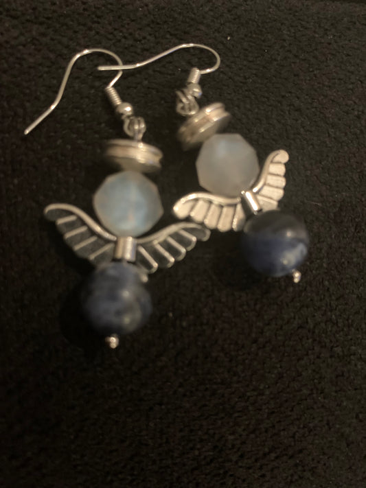 Moonstone & Sodalite Angel Earrings